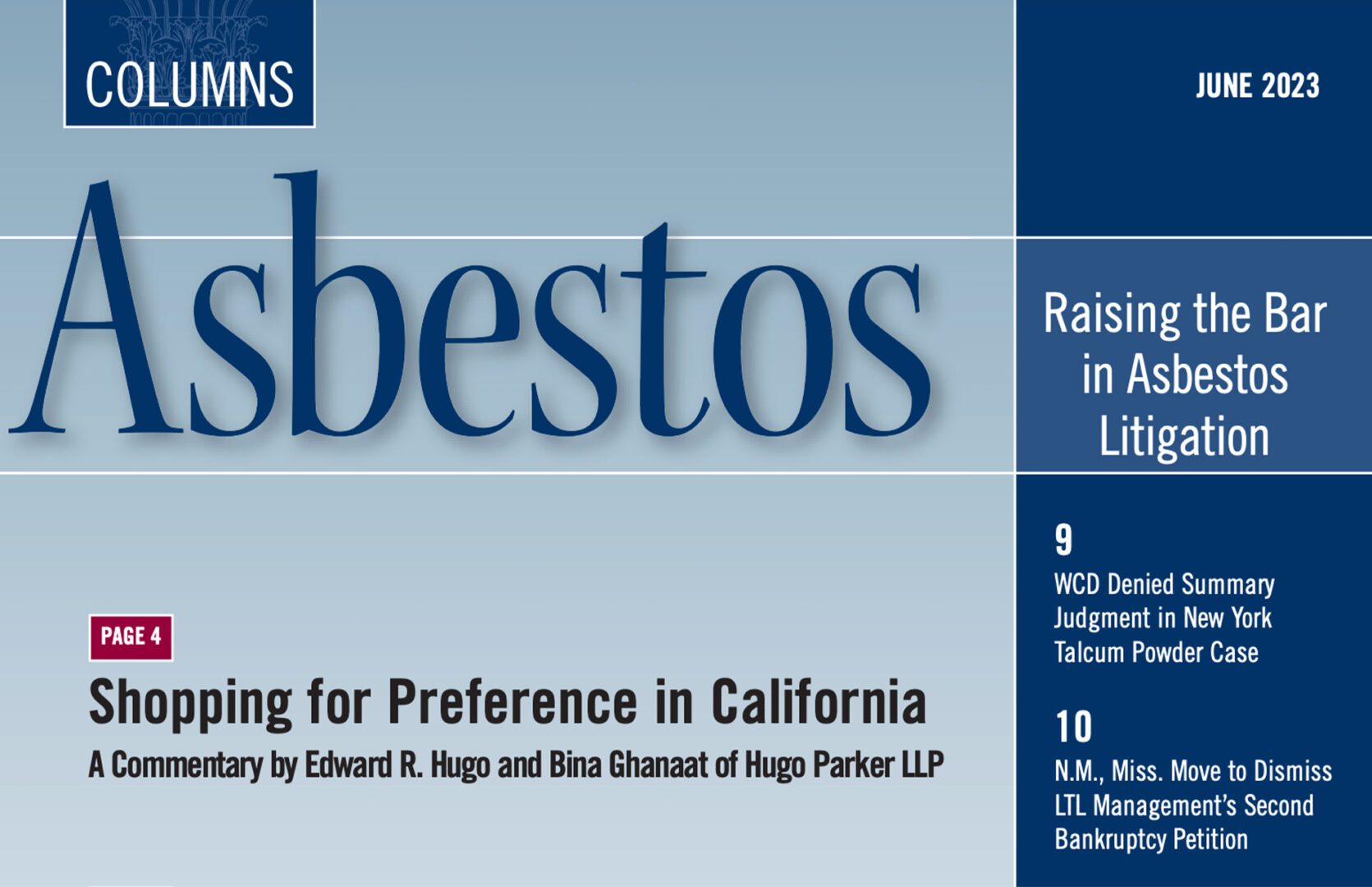 The cover of the book 'asbestos - shopping for preference in california litigation'.