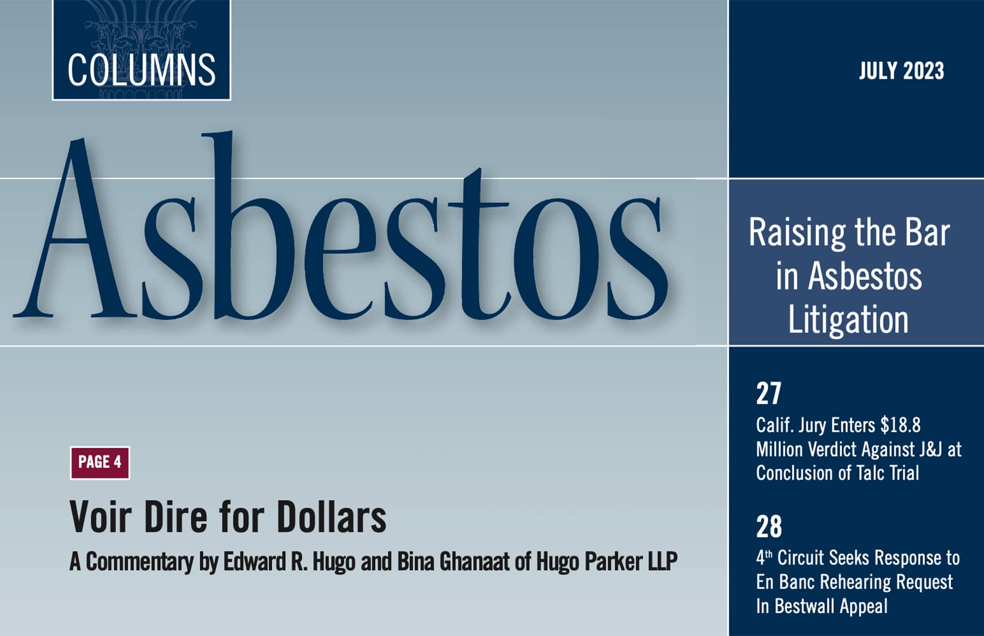 The cover of a magazine with the title asbestos.