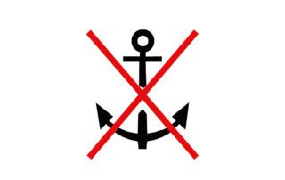 A no anchor sign on a white background.