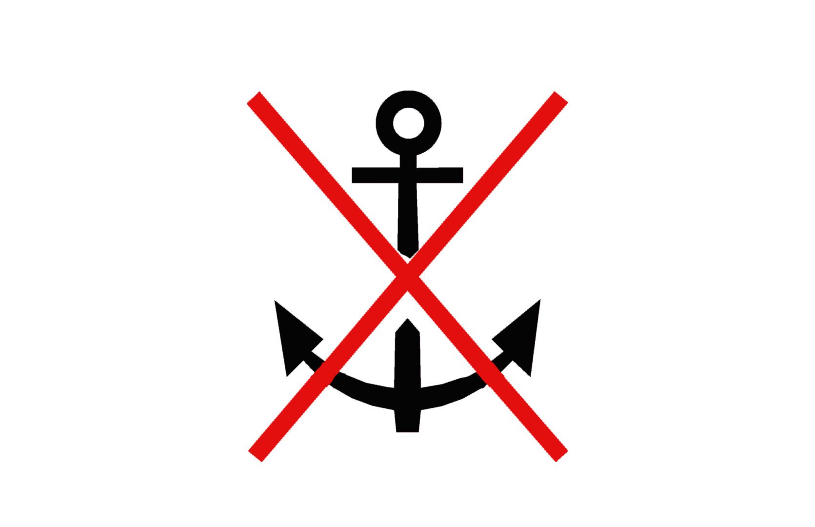 A no anchor sign on a white background.