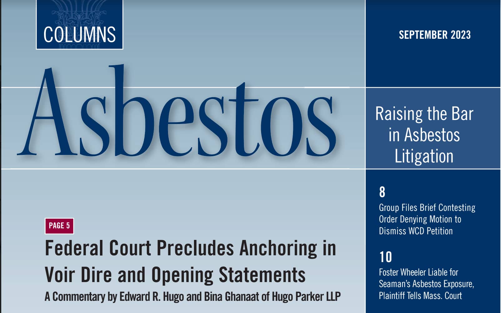 The cover of asbestos in the federal court.