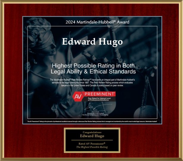 Award for Edward Hugo, highest possible rating.