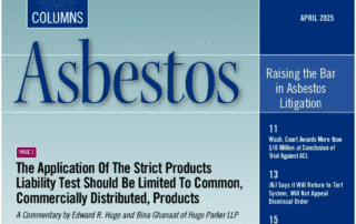 Magazine cover about asbestos litigation, April 2025.